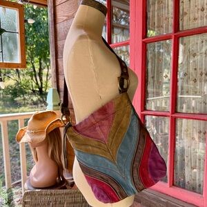 FOSSIL Vintage Suede Patchwork Hobo